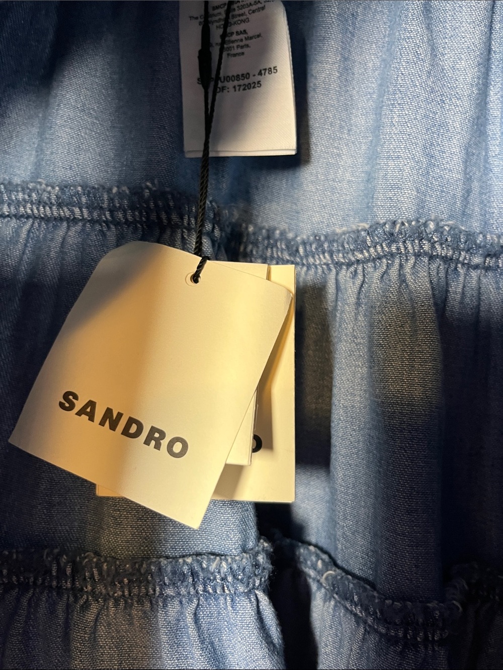 SANDRO NEW fanfan denim ruffle tiered western skirt US SZ S/4 - Picture 9 of 9